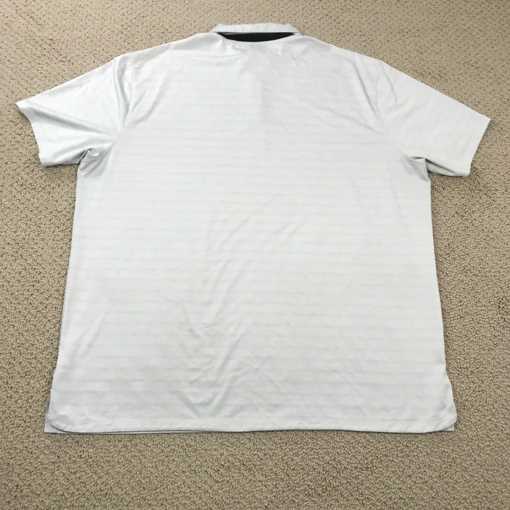 Nike Golf Dri-FIT Polo Shirt  XXL Grey White Striped Short Sleeve Performance